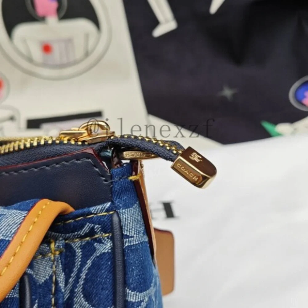 Coach Navy and Tan Shoulder Bag